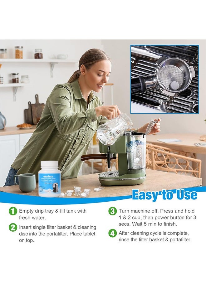 oradess - 50PCS All-Purpose Espresso Machine And Coffee Maker Cleaning Tablets Also Works For Water Bottle Coffee Cup Stainless Steel Cup Kettle Limescale Removal - Image 1