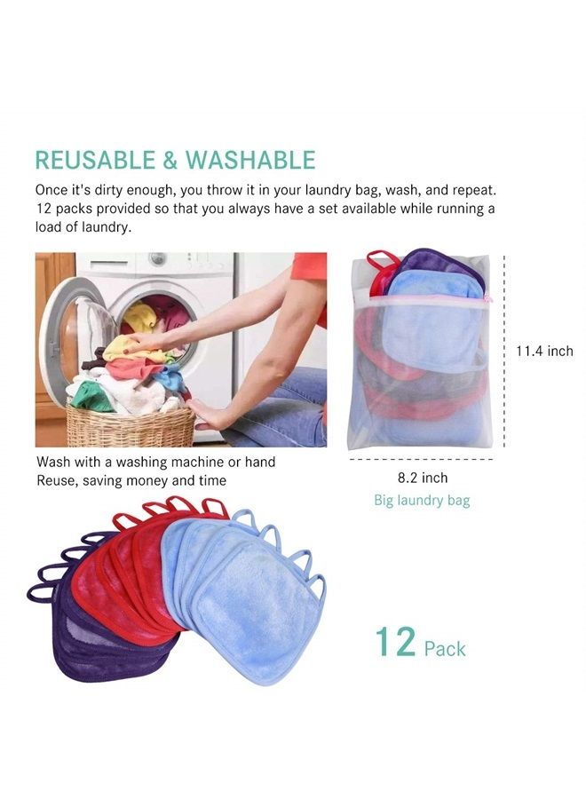 KODAMO Reusable Makeup Remover Cloth 6 x 6 in 12 Pack - Microfiber Washable Facial Cleansing Towel for All Skin Types With Laundry Bag - Natural Eco-friendly Makeup Remover Towel - Image 4