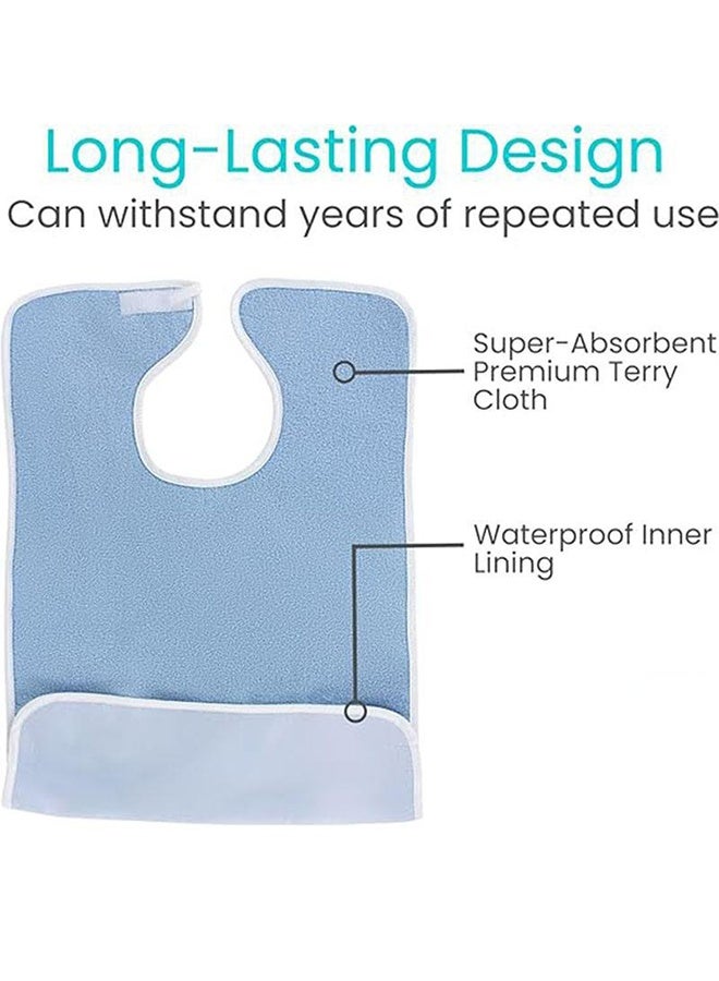 Adult Bib with Snaps, Reusable Elderly Bib with Adjustable Strap for Eating, Washable Dining Bibs for Elderly, Clothing Protector for Elderly Senior Citizens - Image 4