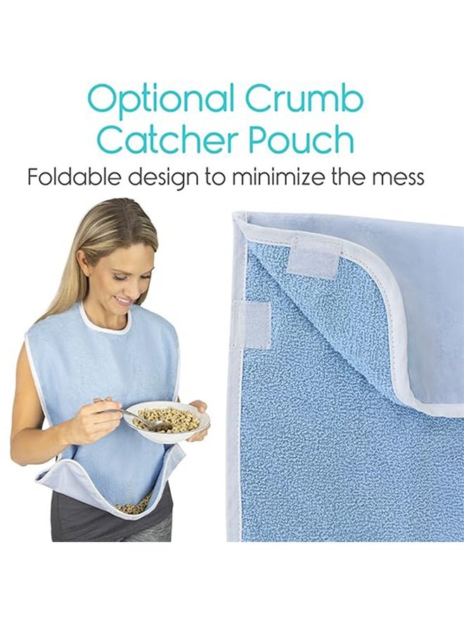 Adult Bib with Snaps, Reusable Elderly Bib with Adjustable Strap for Eating, Washable Dining Bibs for Elderly, Clothing Protector for Elderly Senior Citizens - Image 2