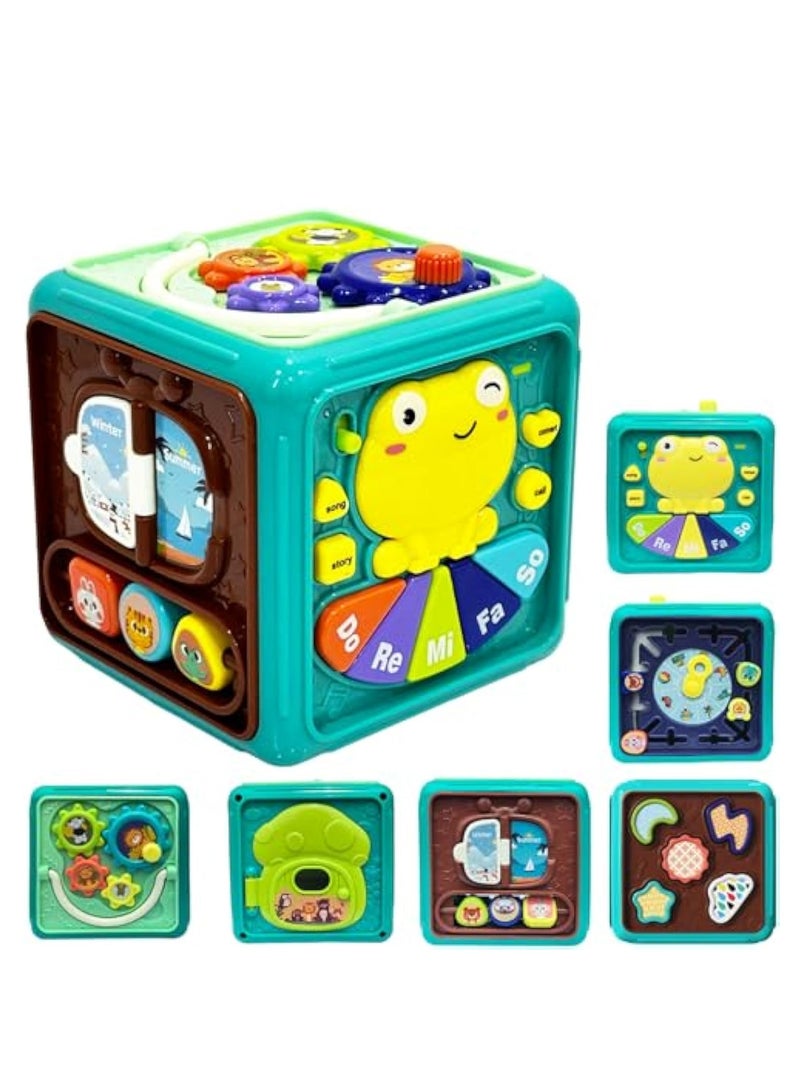 KASTWAVE Activity Cube Baby Toys, 6 in 1 Montessori Sensory Toys, for 6-12 Months Plus, Travel Activities Busy Board Cube, Shape Sorter Educational Toys with Music, 1st Birthday Gifts for Boys Girls - Image 1