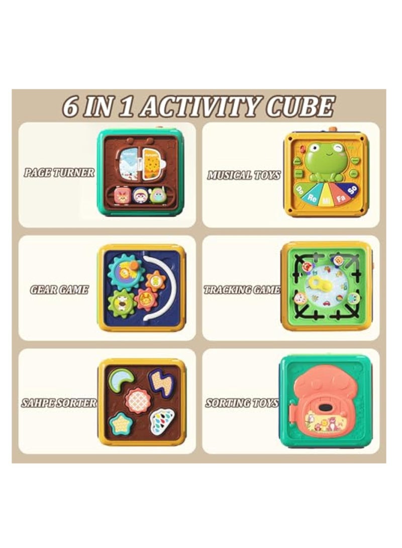 KASTWAVE Activity Cube Baby Toys, 6 in 1 Montessori Sensory Toys, for 6-12 Months Plus, Travel Activities Busy Board Cube, Shape Sorter Educational Toys with Music, 1st Birthday Gifts for Boys Girls - Image 2