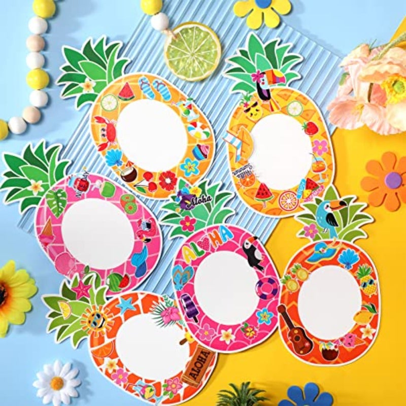 Pack Hawaiian Picture Frame Crafts Bulk Pineapple Summer Luau Photo Picture Frames DIY with Stickers Hawaiian Beach Aloha Crafts Kit Tropical Decor Gift Favors - Image 4