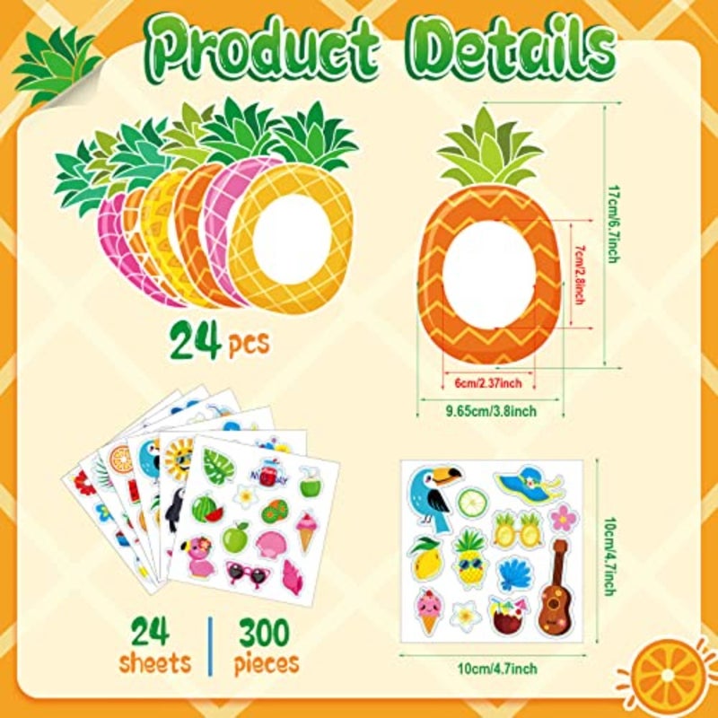 Pack Hawaiian Picture Frame Crafts Bulk Pineapple Summer Luau Photo Picture Frames DIY with Stickers Hawaiian Beach Aloha Crafts Kit Tropical Decor Gift Favors - Image 2