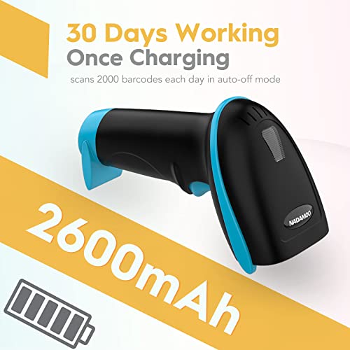 NADAMOO Wireless Barcode Scanner 328 Feet Transmission Distance USB Cordless 1D Laser Automatic Barcode Reader Handhold Bar Code Scanner with USB Receiver for Store, Supermarket, Warehouse - Blue - Image 4