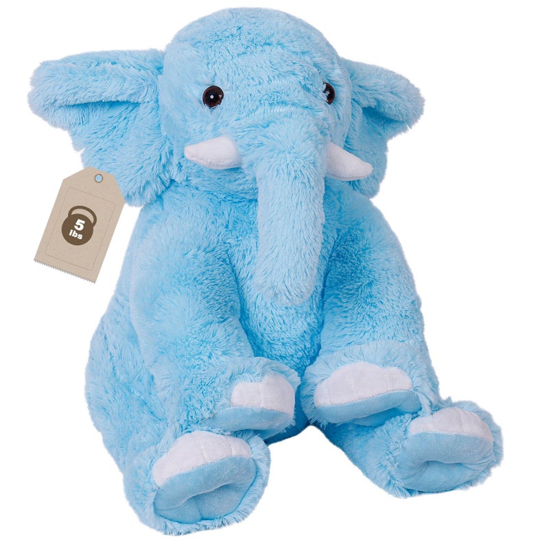 OurHonor Elephant Weighted Stuffed Animals 5 lbs 16in Weighted Plush Elephant Stuffed Animal Plushies Gifts for Kids and AdultsBlue - Image 3