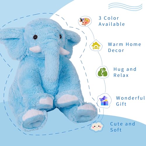 OurHonor Elephant Weighted Stuffed Animals 5 lbs 16in Weighted Plush Elephant Stuffed Animal Plushies Gifts for Kids and AdultsBlue - Image 5