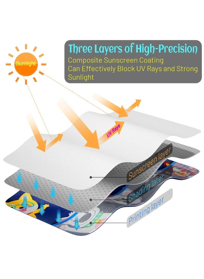 مظلة شمسية للسيارة للأطفال - تغطية كاملة للنافذة مع جيب شبكي للتخزين، بنقشة كلب أزرق لطيف، و7 أكواب شفط لحماية الأطفال من الشمس والحرارة والأشعة فوق البنفسجية. - Image 5