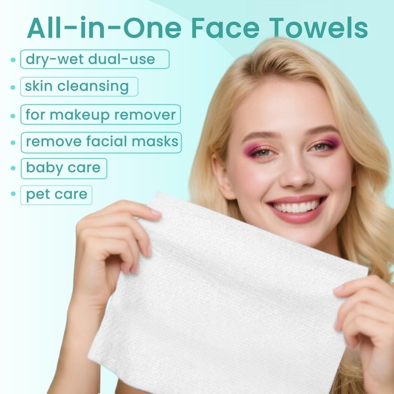 Ditoi Disposable Face Towels,Ultra Soft &Thick Face Dry Wipes for Makeup Removal,Viscose Fiber Facial Coths for Women Daily Cleansing, Skincare,60 Count - Image 2