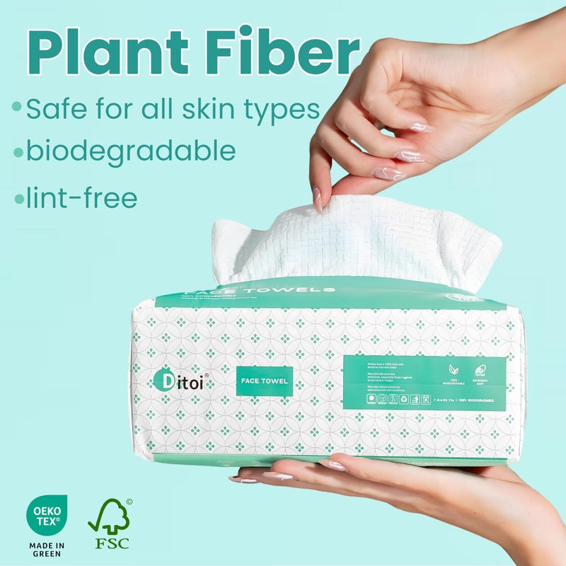 Ditoi Disposable Face Towels,Ultra Soft &Thick Face Dry Wipes for Makeup Removal,Viscose Fiber Facial Coths for Women Daily Cleansing, Skincare,60 Count - Image 3