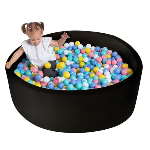 UHAPPYEE Extra Large Soft Ball Pit for Toddler 51 x 118 in Foam Ball Pit for Baby Kids Soft Round Ball Pool Black - Image 1