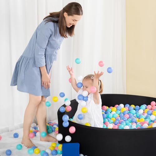 UHAPPYEE Extra Large Soft Ball Pit for Toddler 51 x 118 in Foam Ball Pit for Baby Kids Soft Round Ball Pool Black - Image 5