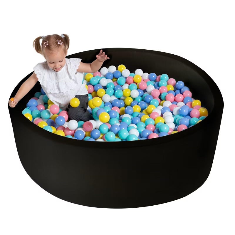 UHAPPYEE Extra Large Soft Ball Pit for Toddler 51 x 118 in Foam Ball Pit for Baby Kids Soft Round Ball Pool Black - Image 3