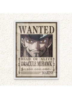 Art Decor Art Decor Framed Fine Art One Piece Wanted Poster Wall Art Dracule Mihawk Artwork Anime Portrait Print Wall Décor for Bedroom Boy Room Living Room Gaming Room  - Image 1