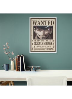Art Decor Art Decor Framed Fine Art One Piece Wanted Poster Wall Art Dracule Mihawk Artwork Anime Portrait Print Wall Décor for Bedroom Boy Room Living Room Gaming Room  - Image 2
