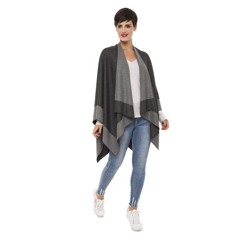 MELIFLUOS DESIGNED IN SPAIN Women's Shawl Wrap Poncho Ruana Cape Cardigan Sweater Open Front for Travel Flight Cruises (PCS-4) - Image 2