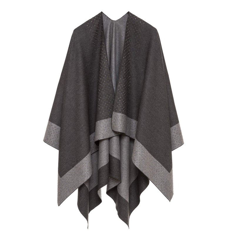 MELIFLUOS DESIGNED IN SPAIN Women's Shawl Wrap Poncho Ruana Cape Cardigan Sweater Open Front for Travel Flight Cruises (PCS-4) - Image 1