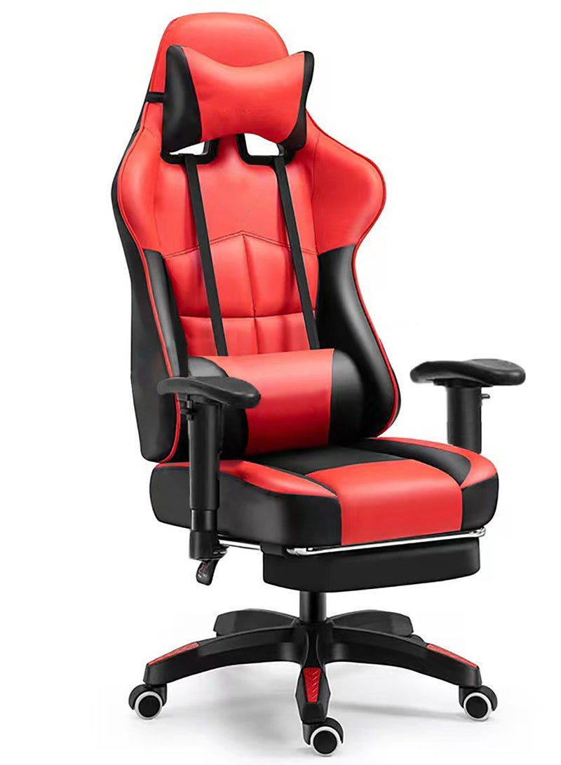 Gaming Chair Gaming Office Chair with Footrest Ergonomic Leather Video Game Chair Adjustable Armrest High Back Gamer Chair with Headrest and Lumbar Support - Image 1