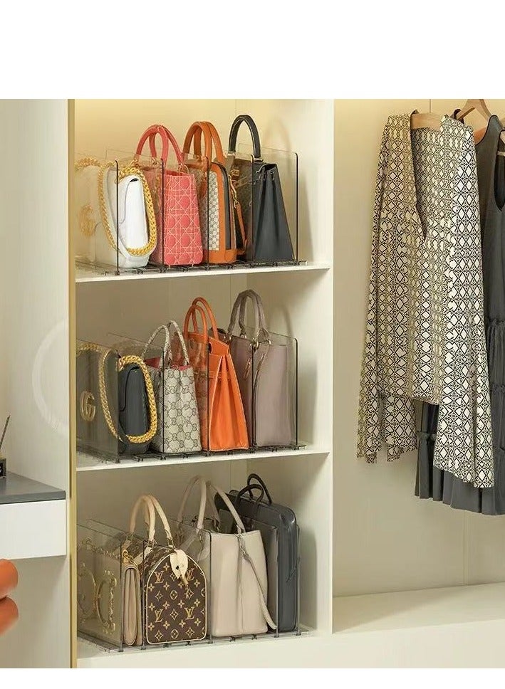 Purse Organizer Closet Organizer Clear Bag Organizer for Closet, Acrylic Bag Display Stand Rack for Handbag Pouch Wallet, Adjustable Shelf Separator Dividers for Kitchen Pantry,Cabinet,Clothes Wardrobe,Bookshelf  - Image 2