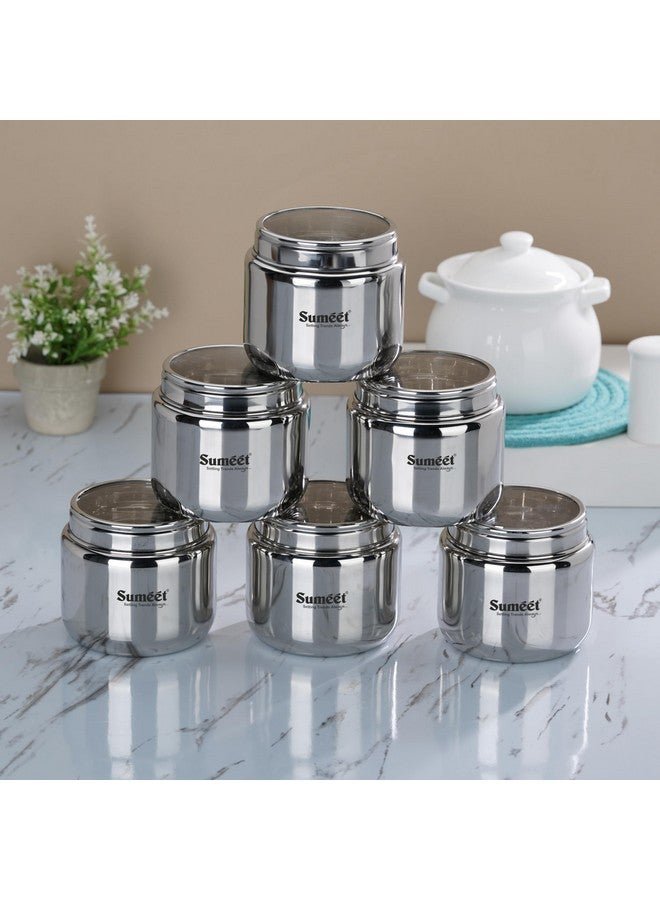 Sumeet Stainless Steel Canisters/Dabba/Storage Containers for Kitchen with See Through Lid, Set of 6 Pcs, 1450ml Each, 13.5cm Dia, Silver - Image 5