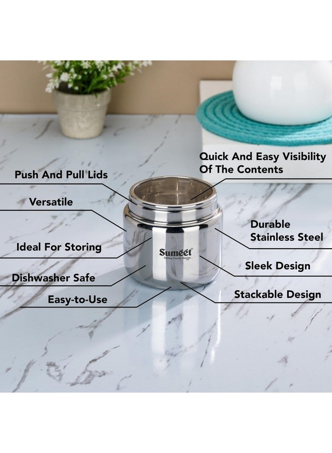 Sumeet Stainless Steel Canisters/Dabba/Storage Containers for Kitchen with See Through Lid, Set of 6 Pcs, 1450ml Each, 13.5cm Dia, Silver - Image 2