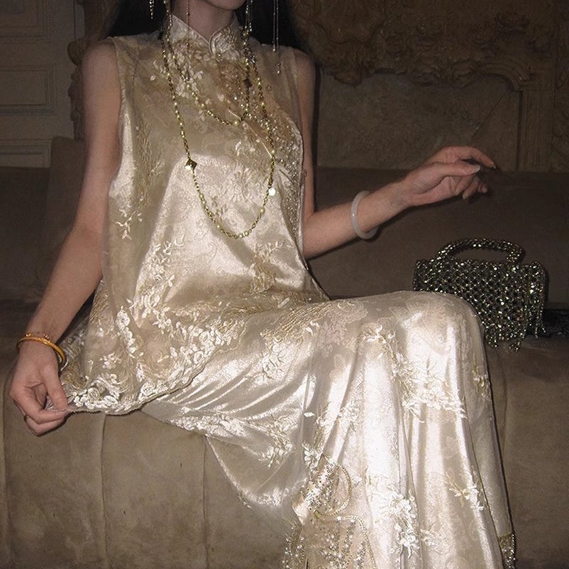 New Chinese Style Lace Beaded Waistcoat and Mermaid Skirt Set - Image 2
