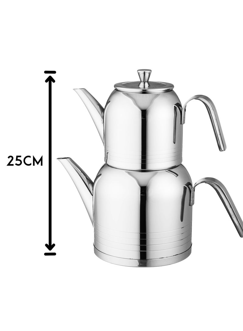 السيف  طقم أبريق شاي سموار ستانسل استيل مقاسين 0.7 + 1.2 لتر - Image 5