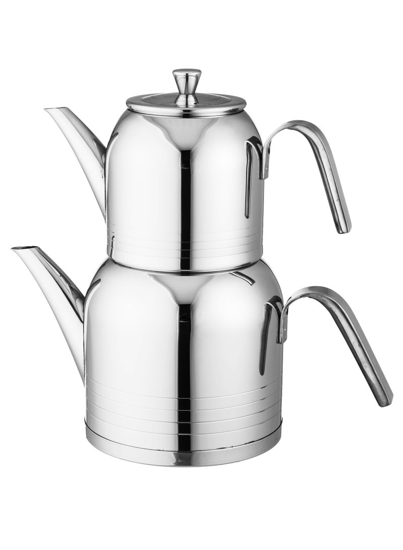 السيف  طقم أبريق شاي سموار ستانسل استيل مقاسين 0.7 + 1.2 لتر - Image 1