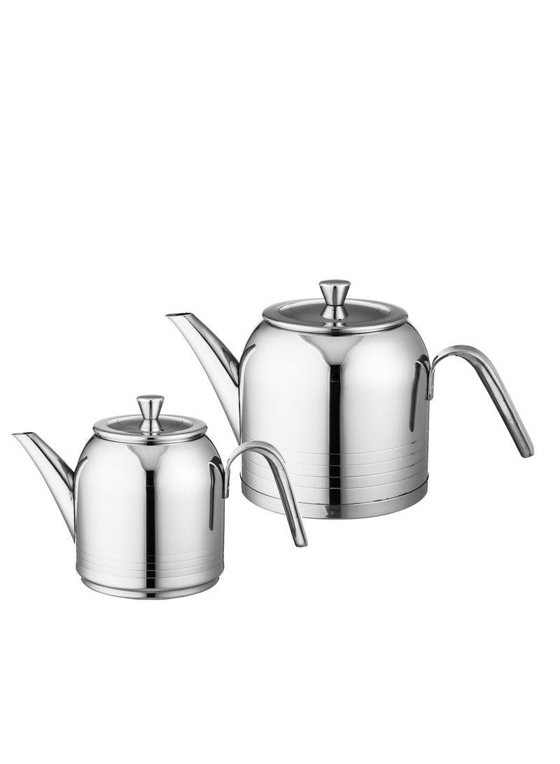 السيف  طقم أبريق شاي سموار ستانسل استيل مقاسين 0.7 + 1.2 لتر - Image 2