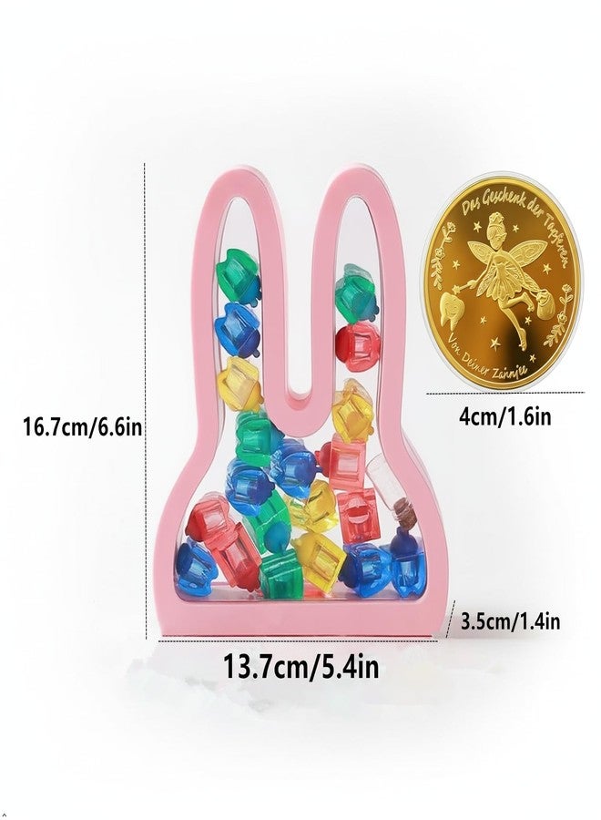 Caiumai Tooth Fairy Box with 20 Colorful Tooth Chambers, Tooth Holder for Kids Teeth, Keepsake Box for Baby Teeth & First Haircut, Includes Tooth Fairy Coins,Perfect Tooth Fairy Gift (Pink rabbit) - Image 2
