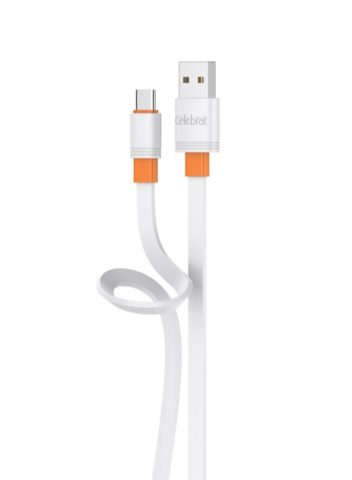 Celebrat CB-33 Portable USB To Micro Fast Charge And Data Transmission Cable With Flat wire Design And Practical Fits Mobile Phone 2.1A /480mbps /1M - White - Image 2