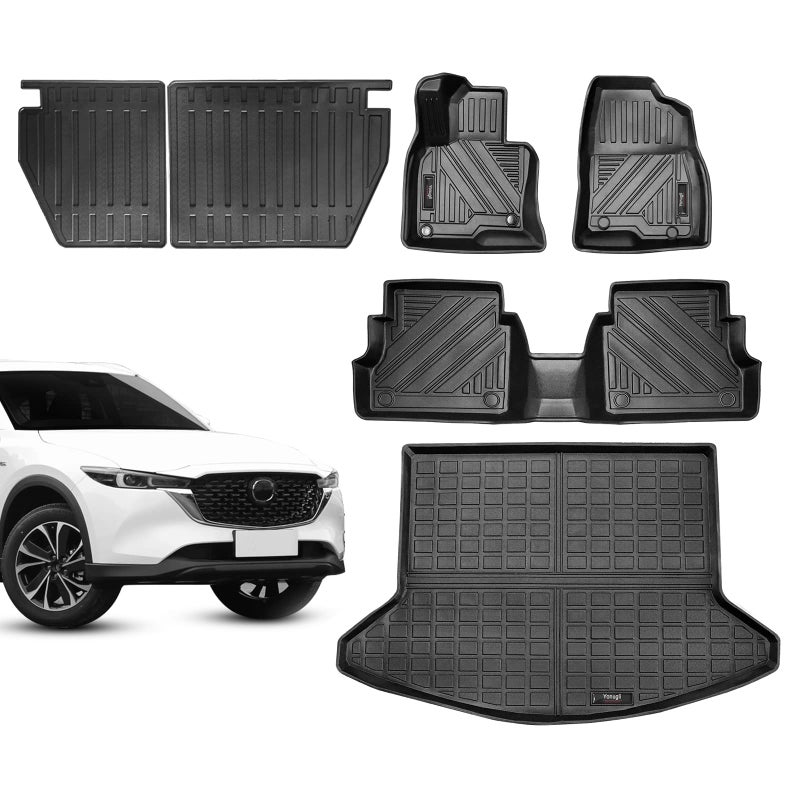 Custom Fit Mazda CX5 2025 2024 2023 2022 2021 2020 2019 2018 2017 Floor Mats Trunk Cargo Liner and Rear Seat Backrest Mat All Weather TPE Protection Mat for Mazda CX5 Accessories Set of 6 Mats