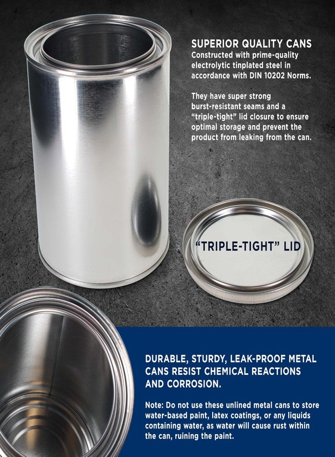 Master Airbrush Master Elite 1 Quart Unlined Empty Metal Paint Can Bucket with Lids, Pack of 2 - Triple Tight Lid Seal, 32 fl. oz. Steel Coating Storage Container Tin - Store Leftover Oil-Based Paint, Automotive, Art - Image 3