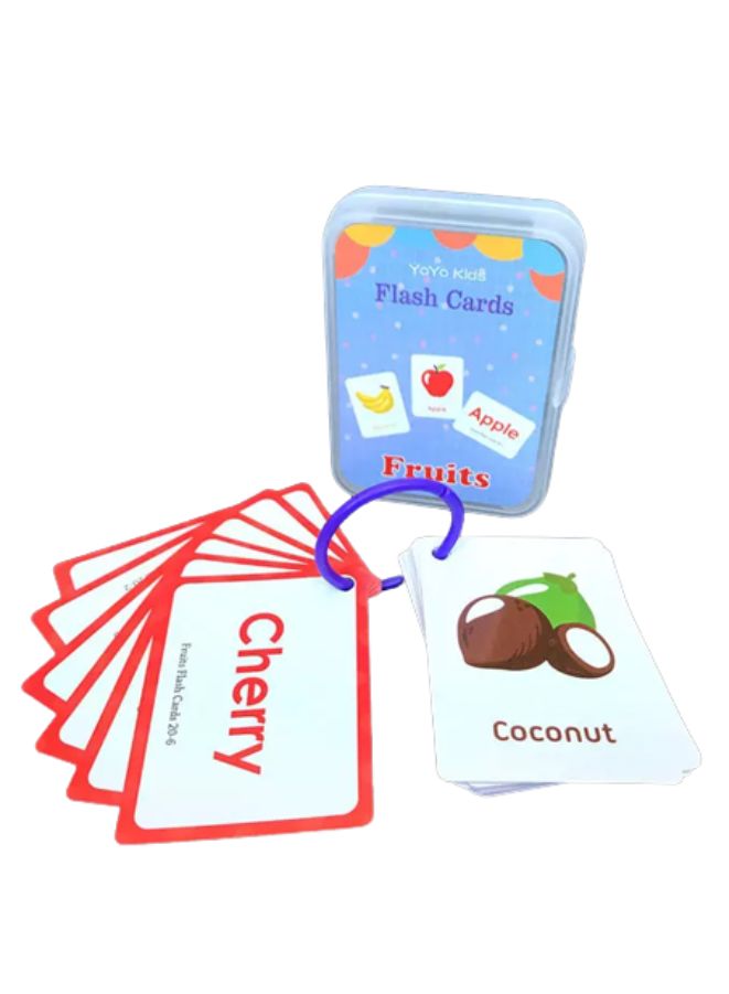 Educational Flash Cards Pocket Card Preschool Teaching Cards for kids, 20 Cards, Fruits - Image 1