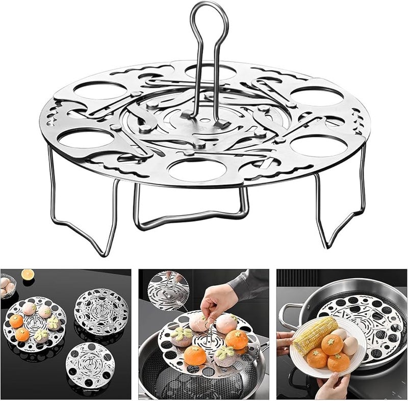 304 الفولاذ المقاوم للصدأ قابلة للتوسيع رف البخار الدوار طبق الطعام القابل للطي - Image 3