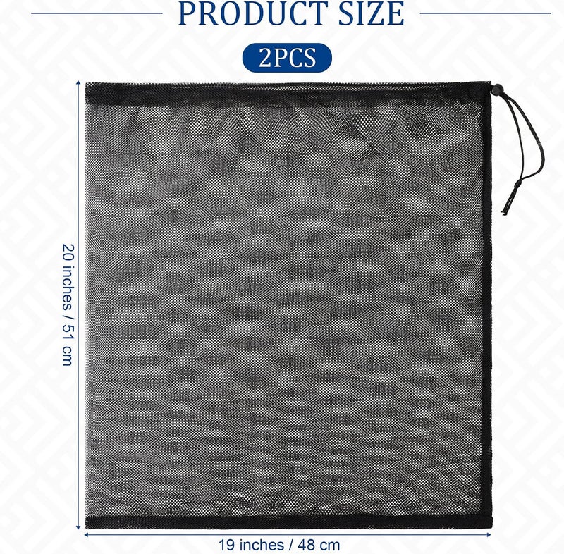 Shappy Shappy 2 Pack 19 x 20 Inch Large Pump Barrier Bag Black Pump Filter Fine Mesh Filter Media Bag with Drawstring for Pond Biological Filters Pond Submersible Outdoor Aquarium - Image 2