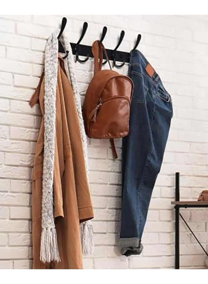 Bukela Coat Rack Wall Mounted with 5 Tri Hooks, Heavy Duty Stainless Steel Wall Hanger, Metal Coat Hook Rail for Coat Hat Towel Purse Robes Mudroom Bathroom Entryway (Black, 2 Pack) - Image 4