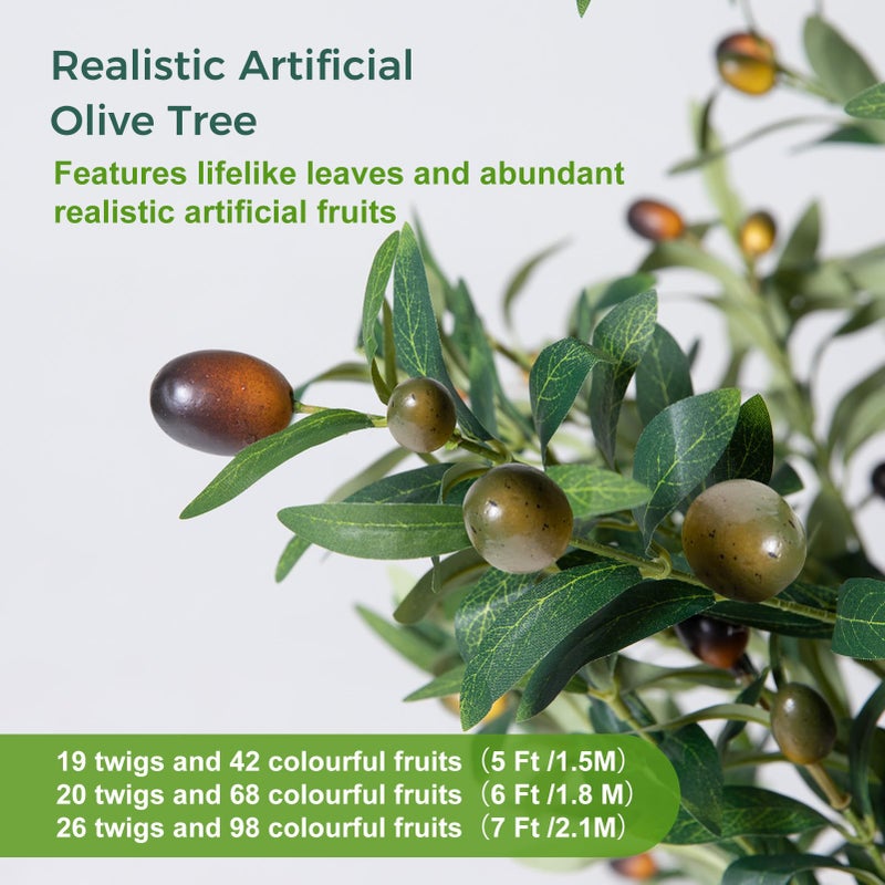 NOVAROOT Olive Trees Artificial Indoor, 5FT Tall Faux Olive Tree with Moss and Planter, Artificial Plants Indoor with Natural Wood Trunk and Lifelike Fruits, Fake Tree for Home Office Living Room Decor - Image 4