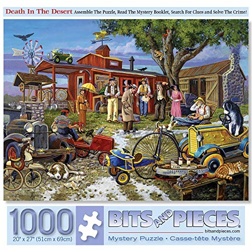 Bits and Pieces 1000 Piece Jigsaw Puzzle for Adults 20 X 27 Death in The Desert Mystery Puzzle 1000 pc Solve The Mystery Jigsaws by Artist Gene Dieckhoner - Image 1