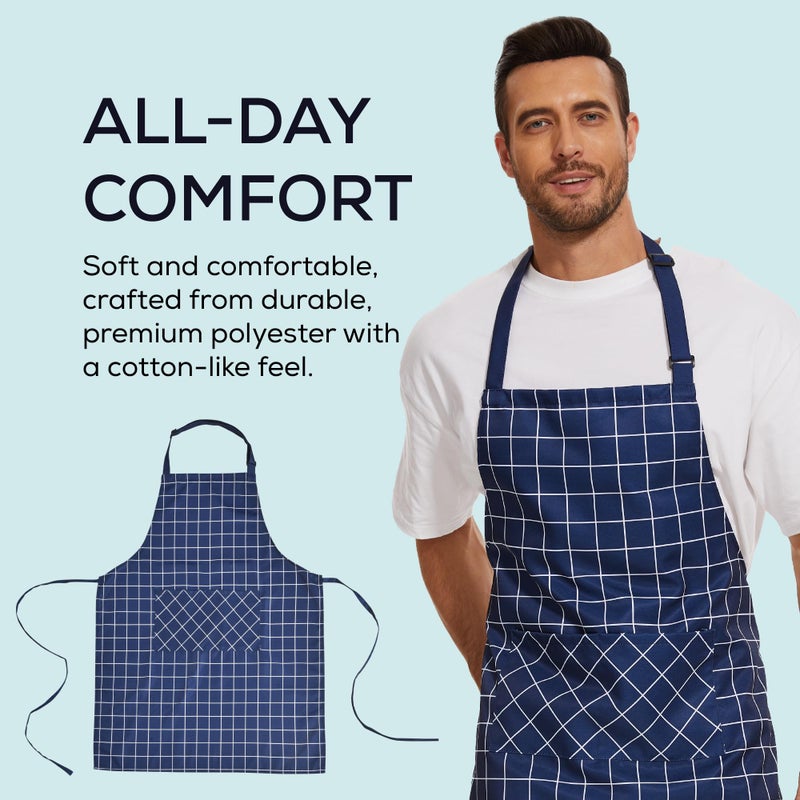Will Well Kitchen Apron for Men and Women - Patterned Aprons for Cooking. Baking & Grilling  Chef Apron  Server Apron  & Waitress Apron With Pockets  Oil & Water Resistant Apron  1 Pack  Checkered - Image 3