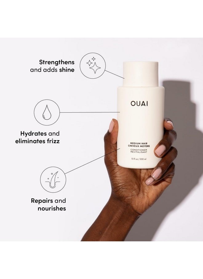 Ouai - Medium Conditioner - Hydrating Hair Conditioner With Coconut Oil, Babassu Oil, And Keratin - Strengthens, Repairs And Adds Shine - Paraben And Phthalate Free Hair Care Products - 10 Oz - Image 1
