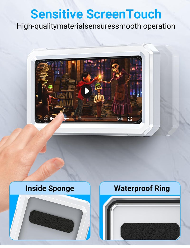 Coolpow Shower Phone Holder Waterproofã€480Â°Rotatableã€‘Retractable Adjustable Shower Phone Case Shower Stall Accessories for Bathroom Wall Phone Mount Stand Water Proof Anti Fog Case for 4-7"Cellphones - Image 5