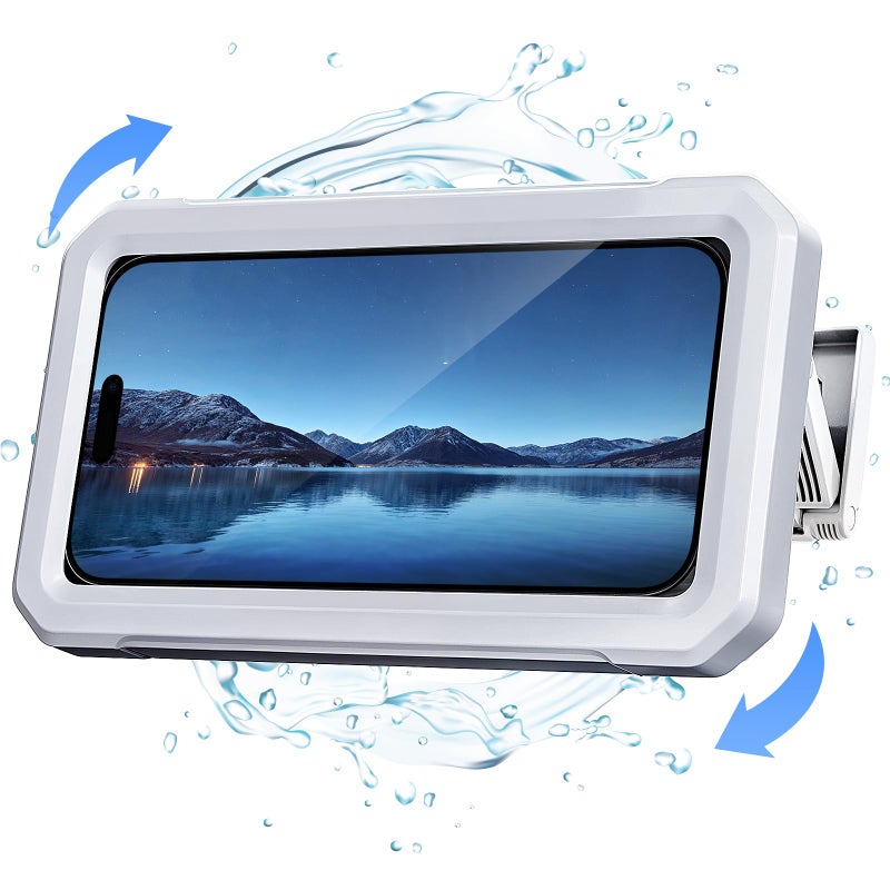 Coolpow Shower Phone Holder Waterproofã€480Â°Rotatableã€‘Retractable Adjustable Shower Phone Case Shower Stall Accessories for Bathroom Wall Phone Mount Stand Water Proof Anti Fog Case for 4-7"Cellphones - Image 1