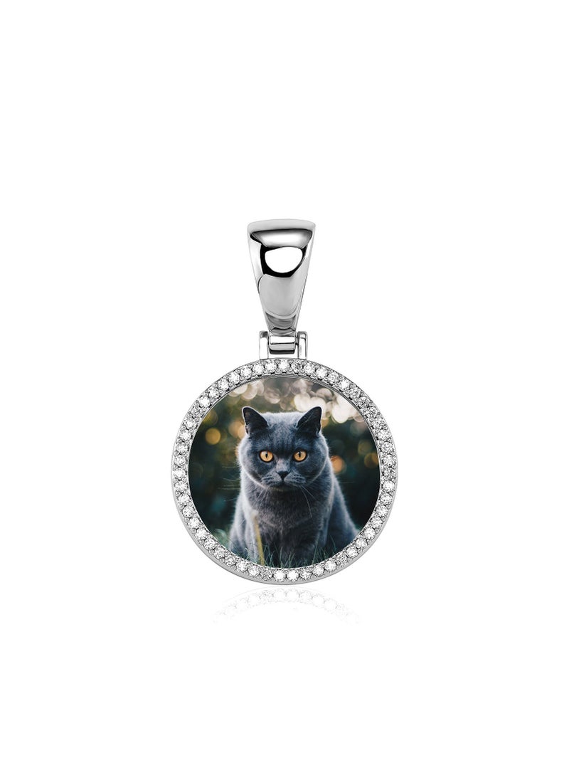 Generic DIY Photo Memory Pendant Hip Hop Jewelry Necklace silver (35mm diameter) 