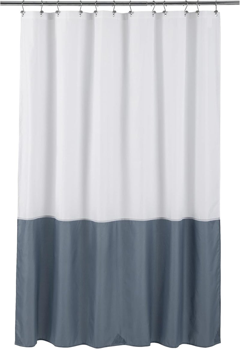 ALYVIA SPRING Waterproof Fabric Shower Curtain Liner - Soft & Light-Weight Cloth Shower Liner, 3 Bottom Magnets, Hotel Quality & Machine Washable - Standard Size 72x72, White and Stone Blue - Image 1