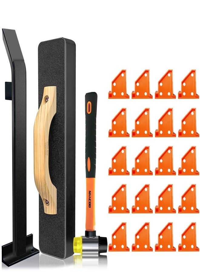 NAACOO Laminate/Vinyl Flooring Tools, NAACOO Heavy Tapping Block - Knock 1-2 Times, Heavy Pull Bar, 20pc Upgrade Flooring Spacers, Rubber Mallet - Professional 6 in 1 Floor Installation Kit. - Image 1