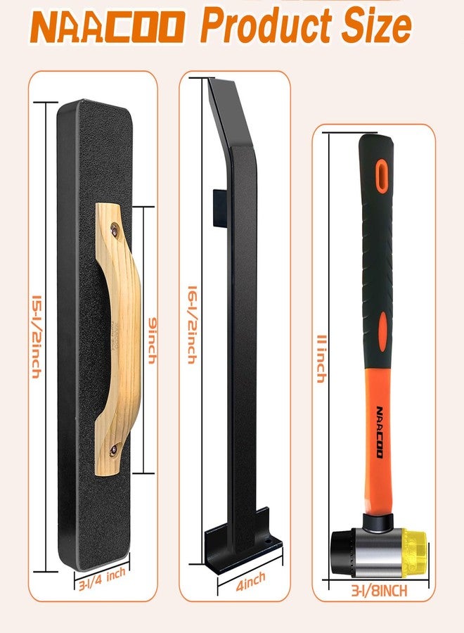 NAACOO Laminate/Vinyl Flooring Tools, NAACOO Heavy Tapping Block - Knock 1-2 Times, Heavy Pull Bar, 20pc Upgrade Flooring Spacers, Rubber Mallet - Professional 6 in 1 Floor Installation Kit. - Image 5