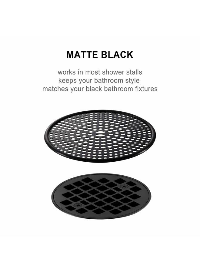 Fipoque 304 Stainless Steel Hair Catcher Shower Drain Cover with Silicone, Shower Stall Drain Strainer, Bathtub Hair Stopper, Bathroom Hair Trap Floor Drain Protector, Matte Black 4.33 Inches Round Flat - Image 4
