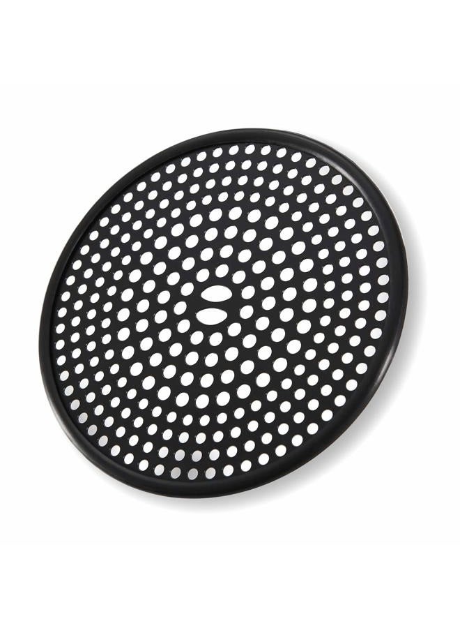 Fipoque 304 Stainless Steel Hair Catcher Shower Drain Cover with Silicone, Shower Stall Drain Strainer, Bathtub Hair Stopper, Bathroom Hair Trap Floor Drain Protector, Matte Black 4.33 Inches Round Flat - Image 1