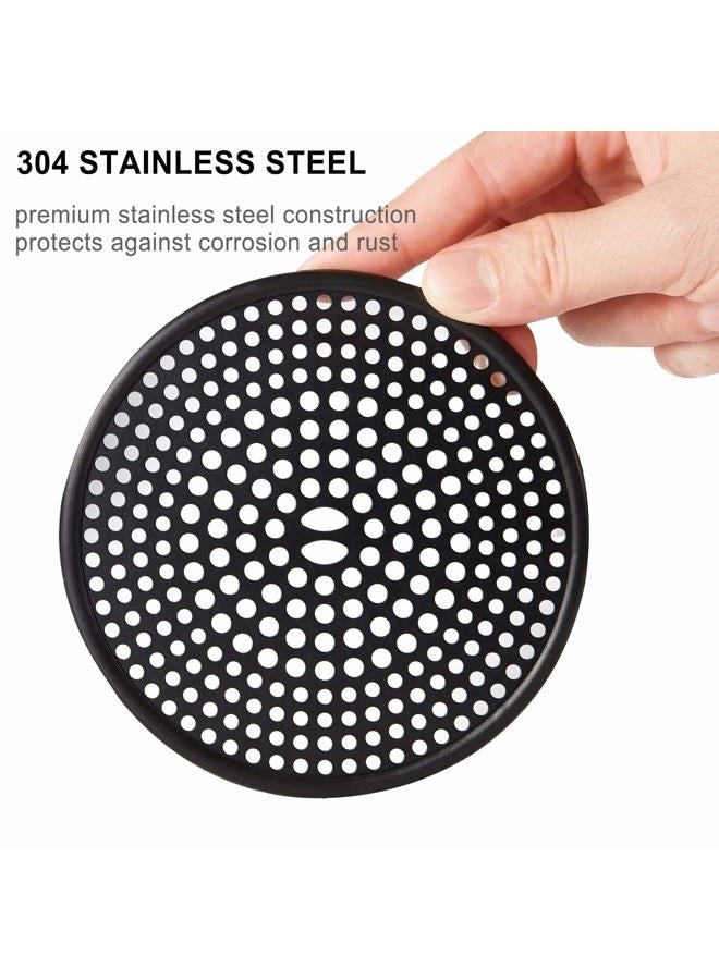 Fipoque 304 Stainless Steel Hair Catcher Shower Drain Cover with Silicone, Shower Stall Drain Strainer, Bathtub Hair Stopper, Bathroom Hair Trap Floor Drain Protector, Matte Black 4.33 Inches Round Flat - Image 3